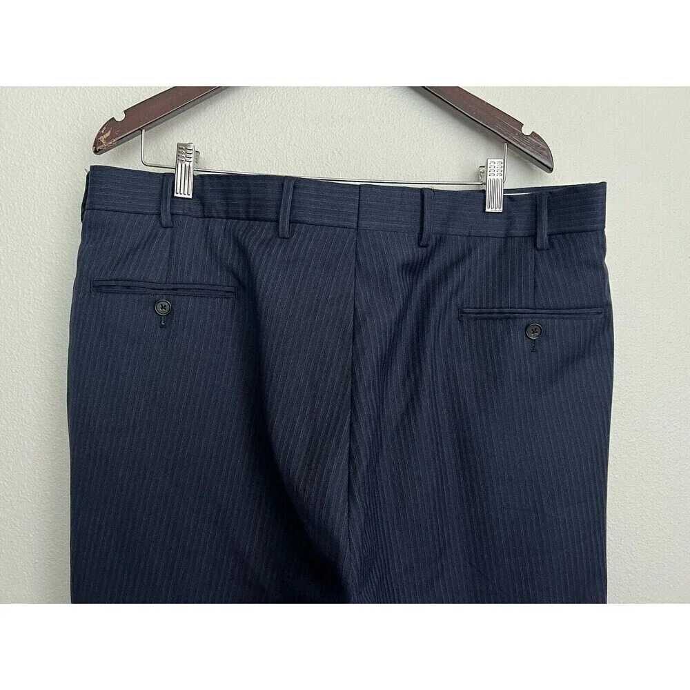 Brooks Brothers Blue Madison 1818 Wool Dress Striped Dark Blue Pants Mens 39x44